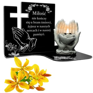 Znicz Pamięci DŁOŃ symbol Miłości Wiecznej Pamięci PIĘKNA STATUETKA NA GRÓB dla MAMY Taty Babci Dziadka
