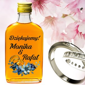 PIERSIÓWKA WESELNA 10x butelka 200ml na ALKOHOL z NADRUK prezent dla gości