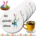 PODKŁADKI POD KUBEK KUBKI WIELKANOC Zając Dekoracja Śmieszne Święta 6szt