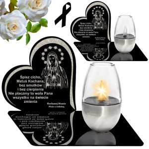 ZNICZ Solarny Statuetka na Grób  ZNICZE Cmentarz DUŻY z Kielichem dla Mamy Grawer Sentencja