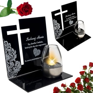 SOLARNY ZNICZ LED statuetka na cmentarz nagrobna latarenka GRÓB DUŻA dla Mamy Taty Babci