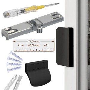 ZATRZASK BALKONOWY UCHWYT KLAMKA DO DRZWI POCHWYT + ŚRUBOKRĘT GRATIS