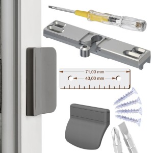 ZATRZASK BALKONOWY UCHWYT KLAMKA DO DRZWI POCHWYT + ŚRUBOKRĘT GRATIS