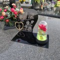 DEKORACJA na grób GRAWEROWANY ZNICZ podstawka na cmentarz RÓŻA DLA TATY