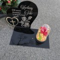 DEKORACJA na grób GRAWEROWANY ZNICZ podstawka na cmentarz RÓŻA DLA TATY