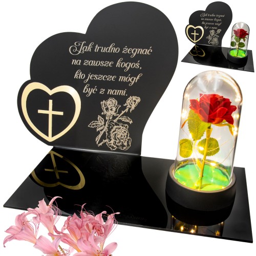 DEKORACJA na grób ZNICZ podstawka na cmentarz LAMPKA LED wieczna latarenka
