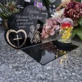 DEKORACJA na grób GRAWEROWANY ZNICZ podstawka na cmentarz RÓŻA DLA DZIADKÓW