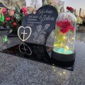 DEKORACJA na grób GRAWEROWANY ZNICZ podstawka na cmentarz RÓŻA DLA BABCI