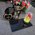 DEKORACJA na grób GRAWEROWANY ZNICZ podstawka na cmentarz RÓŻA DLA MAMY
