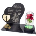 DEKORACJA na grób GRAWEROWANY ZNICZ podstawka na cmentarz RÓŻA DLA TATY
