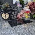 DEKORACJA na grób GRAWEROWANY ZNICZ podstawka na cmentarz RÓŻA DLA RODZICÓW