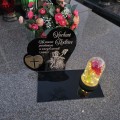 DEKORACJA na grób GRAWEROWANY ZNICZ podstawka na cmentarz RÓŻA DLA RODZICÓW