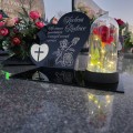 DEKORACJA na grób GRAWEROWANY ZNICZ podstawka na cmentarz RÓŻA DLA RODZICÓW