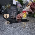 DEKORACJA na grób GRAWEROWANY ZNICZ podstawka na cmentarz RÓŻA DLA MAMY