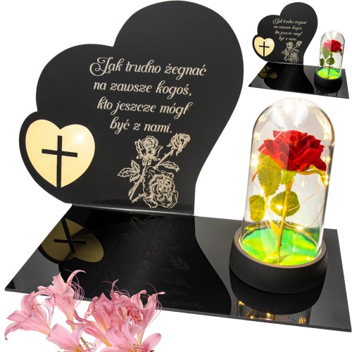 DEKORACJA na grób ZNICZ podstawka na cmentarz LAMPKA LED wieczna latarenka