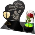 DEKORACJA na grób GRAWEROWANY ZNICZ podstawka na cmentarz RÓŻA DLA DZIADKA