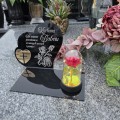 DEKORACJA na grób GRAWEROWANY ZNICZ podstawka na cmentarz RÓŻA DLA BABCI