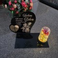 DEKORACJA na grób GRAWEROWANY ZNICZ podstawka na cmentarz RÓŻA DLA BABCI