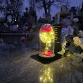 ZNICZ LED Statuetka Ze Zdjęciem Cmentarz GRÓB dla Mamy Taty Babci Dziadka