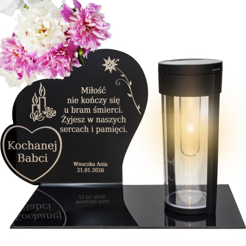 Wieczny ZNICZ SOLARNY Pamięci na Grób Cmentarz dla BABCI Dziadka
