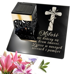 Solarny znicz LED STATUETKA NA CMENTARZ GRÓB DUŻA wieczna lampka nagrobna