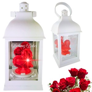 BIAŁY ZNICZ  SERCE LED DLA BABCI NA GRÓB LATARENKA  NA CMENTARZ