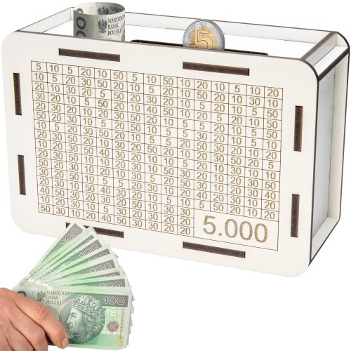 Prezent SKARBONKA WYKREŚLANA cel 5000 WYZWANIE OSZCZĘDZANIE upominek