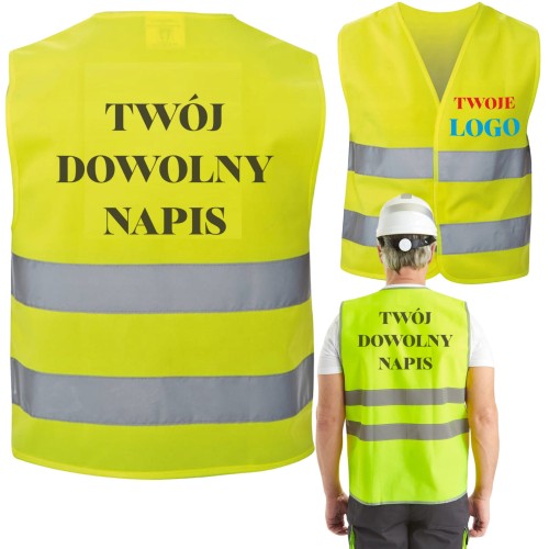 Personalizowana Kamizelka Odblaskowa z Nadrukiem Logo Przewiewna BHP XXL