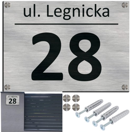 TABLICZKA Z NUMEREM NA DOM TABLICA ADRESOWA Aluminiowa Numer Domu Adresówka UVP-153-SIL-B