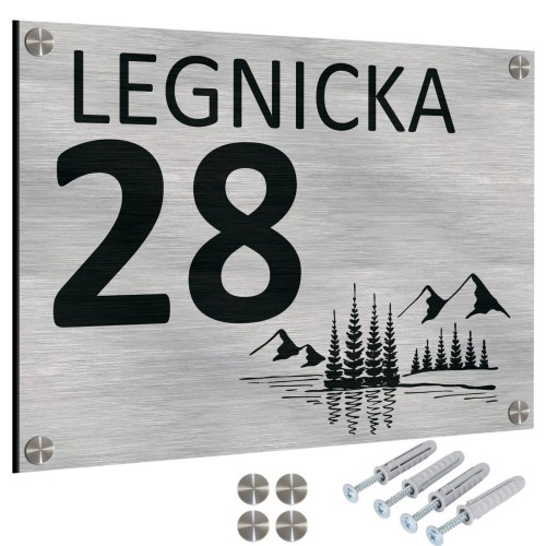 TABLICZKA Z NUMEREM NA DOM TABLICA ADRESOWA Aluminiowa Numer Domu Adresówka UVP-153-SIL-TER-B