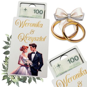 PREZENT ŚLUB WESELE DREWNIANA KOPERTA NA PIENIĄDZE ŚLUBNY WYJĄTKOWY