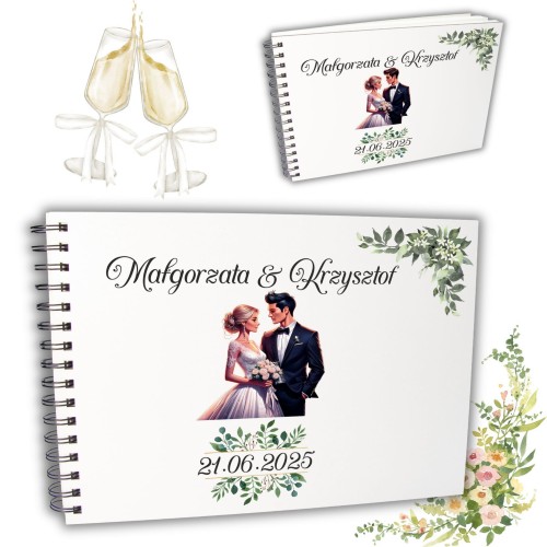 KSIĘGA GOŚCI NA WESELE ŚLUB DREWNIANA PAMIĄTKA ELEGANCKA PERSONALIZOWANA