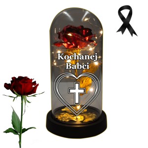 ZNICZ ZŁOTA RÓŻA ŚWIECĄCA LED DL A BABCI NA GRÓB KWIATY