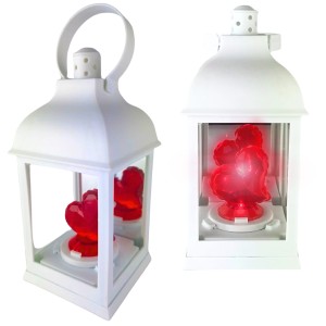 BIAŁA LATARENKA Z SERCEM LAMPION DO DOMU  ZNICZ DLA MAMY BABCI