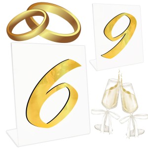 Numer na stół WESELE ŚLUB cyfry złote lustro Eleganckie CHRZEST KOMUNIA