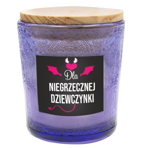 FIOLETOWA ŚWIECA ŚWIECZKA NA WALENTYNKI NA PREZENT DLA NIEJ ŻONY DZIEWCZYNY