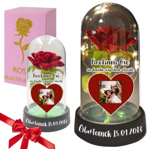 WIECZNA RÓŻA 15CM TWOJE ZDJĘCIE + IMIĘ PREZENT NA WALENTYNKI DLA NIEJ DZIEWCZYNY BABCI ŻONY