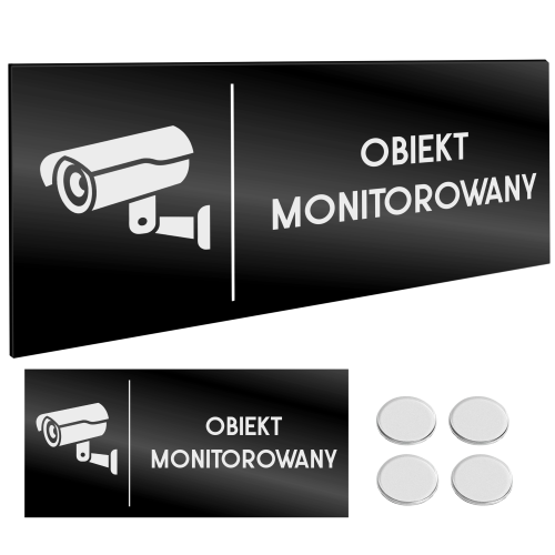INFORMACYJNA TABLICZKA OBIEKT MONITOROWANY Grawer Taśma NANO Tablica 11X24cm