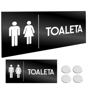 INFORMACYJNA TABLICZKA TOALETA WC Taśma NANO Czarna Tablica Grawer 11X24cm