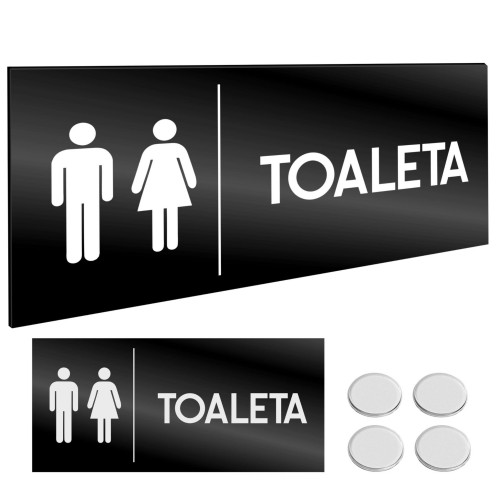 INFORMACYJNA TABLICZKA TOALETA WC Taśma NANO Czarna Tablica Grawer 11X24cm