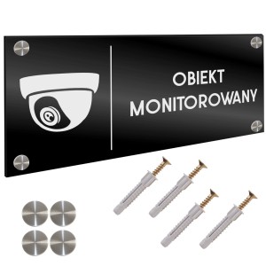 INFORMACYJNA TABLICZKA OBIEKT MONITOROWANY DYSTANSE Tablica Grawer 11X24cm