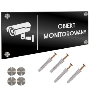 INFORMACYJNA TABLICZKA OBIEKT MONITOROWANY DYSTANSE Tablica Grawer 11X24 cm