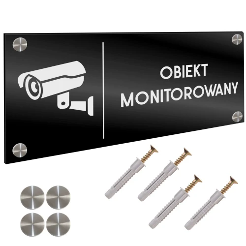 INFORMACYJNA TABLICZKA OBIEKT MONITOROWANY DYSTANSE Tablica Grawer 11X24 cm