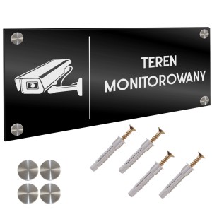 INFORMACYJNA TABLICZKA TEREN MONITOROWANY DYSTANSE Tablica Grawer 11X24 cm