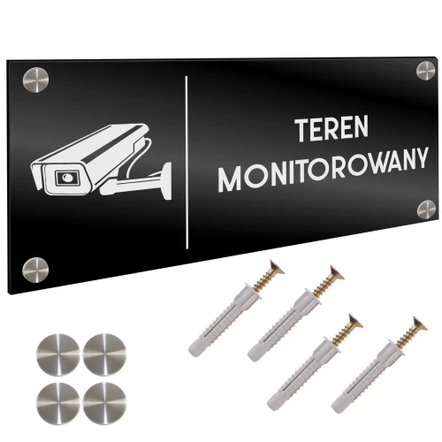 INFORMACYJNA TABLICZKA TEREN MONITOROWANY DYSTANSE Tablica Grawer 11X24 cm