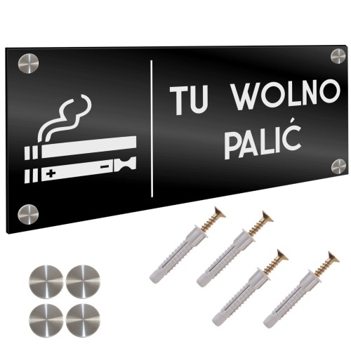 INFORMACYJNA TABLICZKA TU WOLNO PALIĆ DYSTANSE Tablica Grawer 11X24 cm