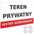 TABLICA TABLICZKA WSTĘP WZBRONIONY Uwaga Teren Prywatny BIAŁA PCV 32x22cm