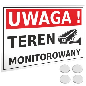 TABLICA TABLICZKA OBIEKT MONITOROWANY Uwaga Teren Prywatny PCV 32x22cm