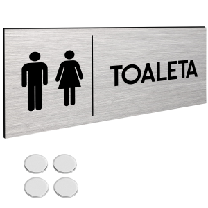 TABLICZKA TOALETA ZNAK DIBOND Tablica Na Drzwi TAŚMA NANO Trwała 30x11cm