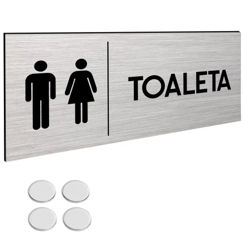 TABLICZKA TOALETA ZNAK DIBOND Tablica Na Drzwi TAŚMA NANO Trwała 30x11cm